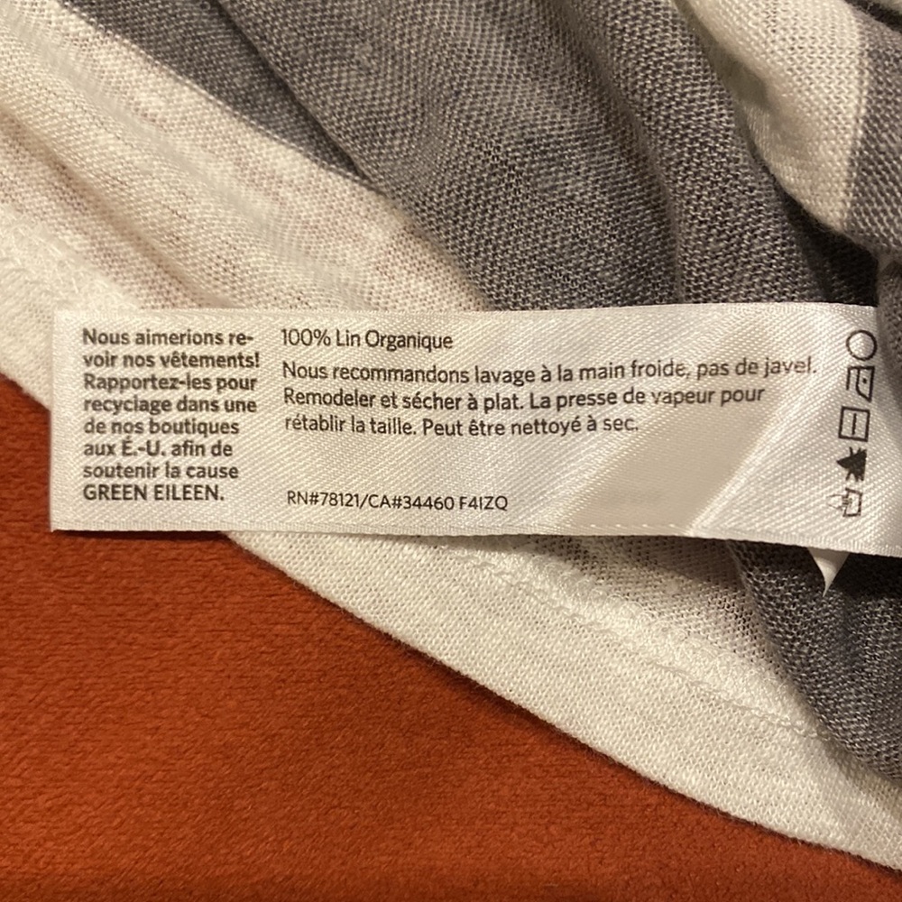 Eileen Fisher NWOT linen white with gray boxy stripes top size XL - Picture 6 of 9